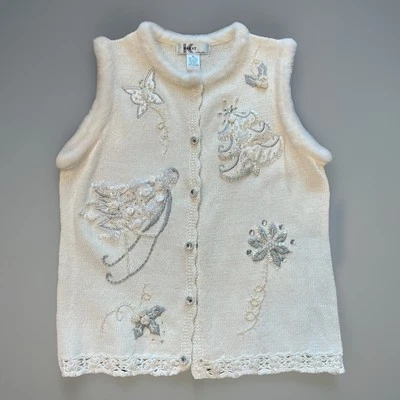 Chaleco de Navidad Kikit Vintage Adornado con Borde Bordado y Brillante M Foto 1 de 4