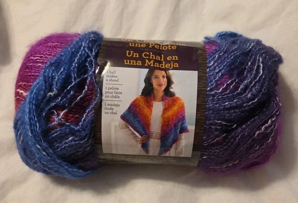 3 Skeins Lion BRAND Shawl in a Ball Yarn Restful Rainbow Y13