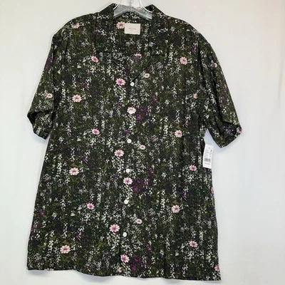 Camisa PacSun Nueva con Etiquetas Para Hombre Con Botones Talla L Verde Floral Tropical Calce Relajado Foto 1 de 4