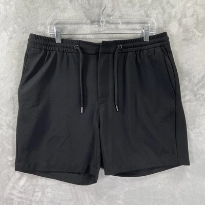 Шорты мужские Reiss 36 текстурированные на шнурке китайские 5 дюймов по внутреннему шву черные повседневные с крючком и глазом - Изображение 1 из 4