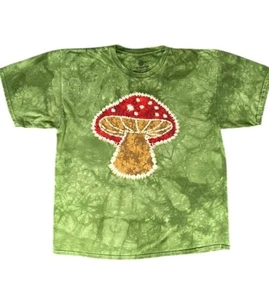 T-shirt grafica THE MOUNTAIN 2XL verde tie dye stampa funghi cotone casual - Foto 1 di 6