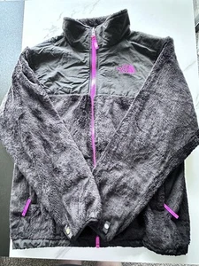 North Face Furry Osito Jacket Full Zip Girl's Sz XXL (18) Black With Hot Pink - Picture 1 of 4