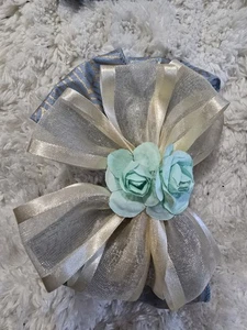 Hairbow Handmade Blue with Flowers for All Hair Types - Picture 1 of 1