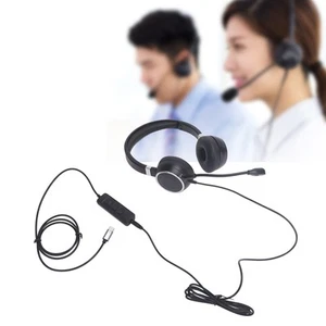 Telephone Headset With Noise Cancelling Mic Binaural Support USB C To USB 3.5 FY - Afbeelding 1 van 22