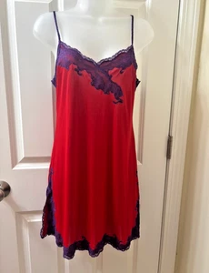 Tela sedosa Natori Enchant Borde de Encaje Rojo Púrpura Talla XS SEXY - Imagen 1 de 9