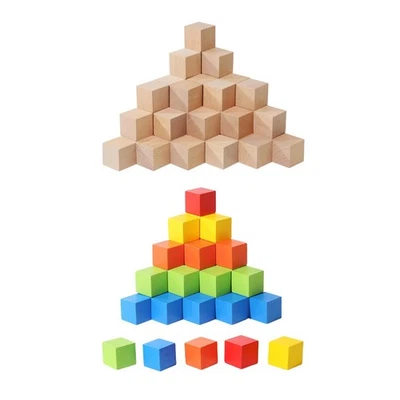 50Pcs Wood Blocks Play Building Stacking Blocks for Ages 3+ Adults Preschool - Image 1 of 2