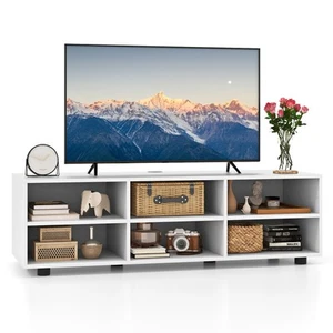 TV Stand for TV up to 55" Home TV Cabinet w/ 6 Storage Compartments White - Picture 1 of 10