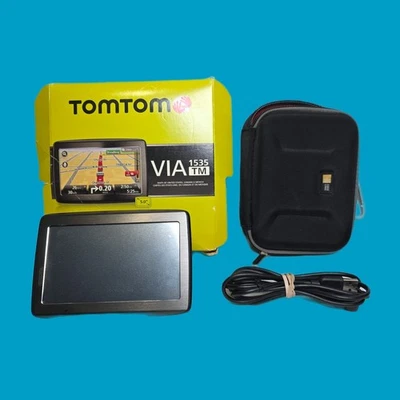 TomTom VIA 1535 TM 5″ GPS Lifetime Maps & Traffic Bundle W/ Box And Storage Case - Image 1 of 4