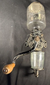 Antique Arcade Crystal # 3 Wall Mount Coffee Grinder with Glass Catch Cup - Picture 1 of 12