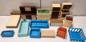 Mixed Lot Vintage Plastic Dollhouse Furniture ARCO Kitchen, Bathroom 70s - Picture 1 of 4