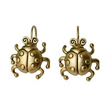 Vintage Ladybug Earrings Gold Tone Leverback JJ Jonette Jewelry Lady Bug