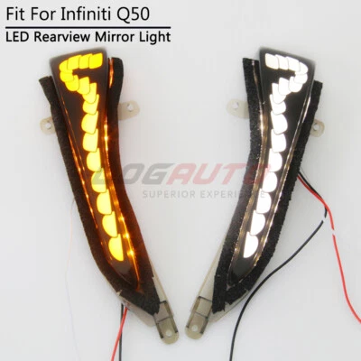For Infiniti Q50 Q30 2016-2019 LED Side Mirror Dynamic Yellow Turn Signal Light - image 1 of 4
