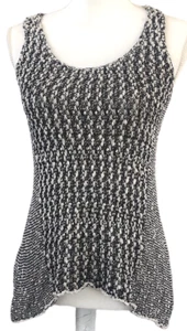 CAbi #488 Sz Small Tank Oreo Black White Tape Yarn Chunky Knit Tunic Sleeveless - Picture 1 of 10
