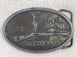 Indiana Metal Artesanía Cinturón Hebilla Winchester Rifle Ciervo Caza Granjero Latón XR77 - Imagen 1 de 9