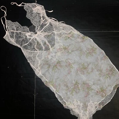 Victoria's Secret DESIGNER COLLECTION S,M GOWN slip CREAM BEIGE FLORAL lace SILK - Image 1 of 4