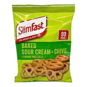 Slim Fast Sour Cream Pretzel Snack Bag Crunchy, Tasty Low Calorie Snack, 24 Pack - Picture 1 of 2