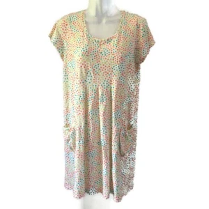 GUDRUN SJODEN Organic Cotton Summer Dress Long Top Confetti Print Size S Pocket - Picture 1 of 9