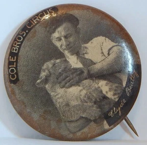 COLE BROS VINT 1930. BOTÓN DE ANUNCIO PINBACK CIRCUS CLYDE BEATTY LG - Imagen 1 de 2