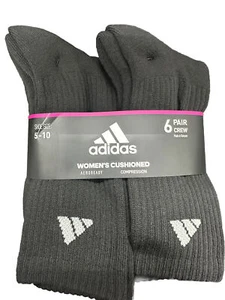 Adidas Women's Athletic Crew Socks Black (6 Pairs) Size 5-10 - Picture 1 of 3