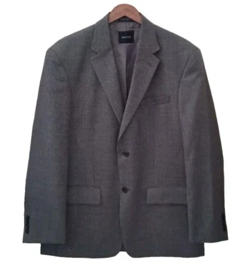 Blazer NAUTICA 100 % Lana de Cordero para Hombres 42 R Traje Chaqueta Gris Negro Pata de Gallo Cuadros Foto 1 de 4