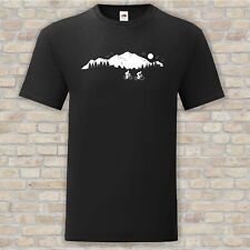 Mountain Cycling Freedom Silhouette Hand Printed T-Shirt Gift Size S - 3XL