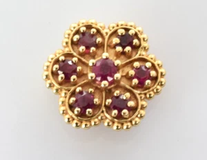 RVS Slide Bracelet Charm with Ruby in 14k Yellow Gold - Picture 1 of 3