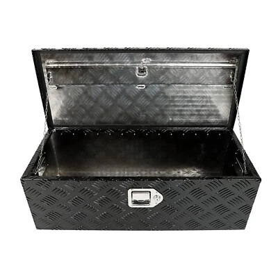 30"X13"X10" Black Aluminum Pickup Truck Trunk Bed Tool Box Trailer Storage+Lock - Image 1 of 4