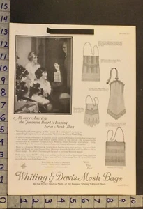 1923 FAHION WOMEN PURSE WHITING DAVIS MESH BAG FLAPPER CHRISTMAS DECO AD LHJ0003 - Picture 1 of 1