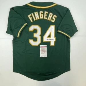 Autographed/Signed ROLLIE FINGERS Oakland Green Baseball Jersey JSA COA Auto - Picture 1 of 4