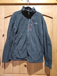 North Face Fleece Jacket Men’s LARGE Gray Full Zip Logo - Picture 1 of 9