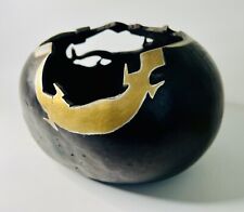 Lizard Gourd Bowl Handmade Artist Signed Southwest Art Gecko Western Fetish 8”