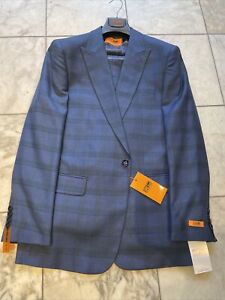 NWT STEVEN LAND Men's Multi Color Plaid Suit Vested Modern One Button Size 42L