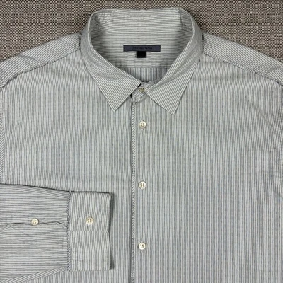 John Varvatos Men's Shirt XXL Long Sleeve Gray Blue Striped Slim Fit 100% Cotton - Image 1 of 4