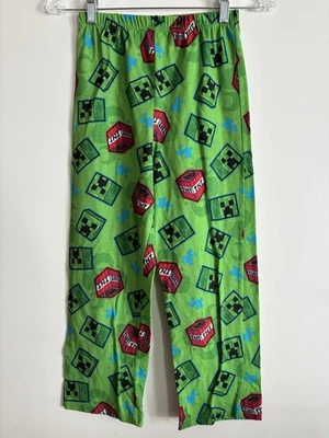 Kid Boys Minecraft Print Lightweight 100% Polyester Pull On PJ Pants Green Sz 12 - Image 1 of 4