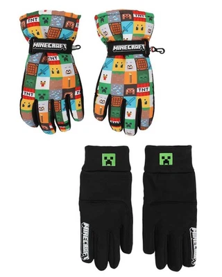 Minecraft Youth Ski Gloves All-Over Symbol Design with Sure Grip Liners - Image 1 of 4