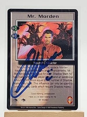 Babylon 5 CCG Shadows Embossed Card Mr. Morden Ed Wasser Autograph Signed Blue - Image 1 of 4