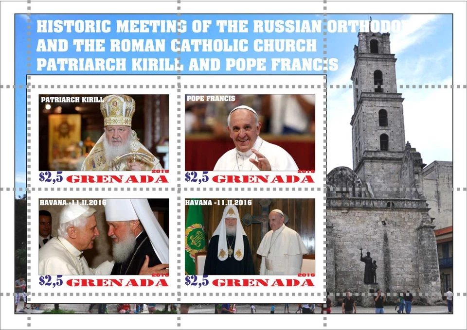 Bloque de sellos Papa Francisco y Patriarca Kiril Granada emisión reunión histórica Foto 1 de 1