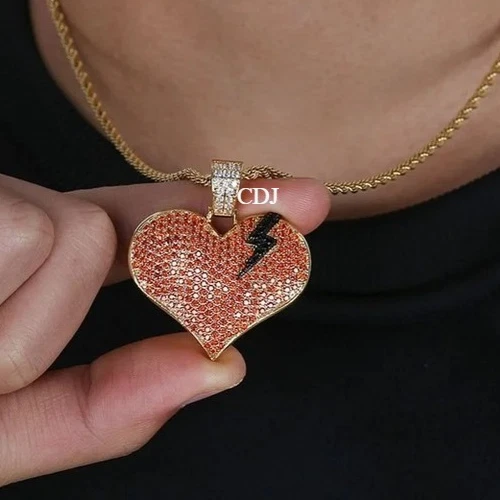 Colgante Corazón Roto Rojo y Negro Creado en Laboratorio para Él Regalo de Cumpleaños Plata 925 Foto 1 de 4