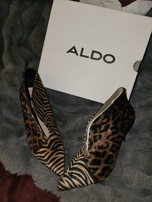 Zapatos para mujer Aldo DWOINIA 1/2 GUEPARDO 1/2 ESTAMPADO DE TIGRE 4" TACONES STILLETO EE. UU. 8 Foto 1 de 4