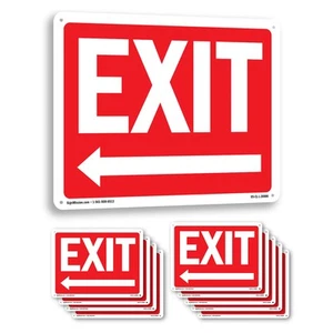Exit with Left Arrow OSHA Sign Metal, Plastic, Or Decal - 5 or 10 Pack - Picture 1 of 31