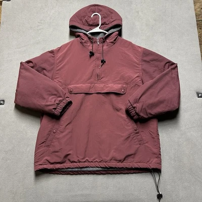 Vintage J Crew Oarsman Jacket Mens L Red Anorak Hooded Fleece Lined USA 90s EUC - Image 1 of 4