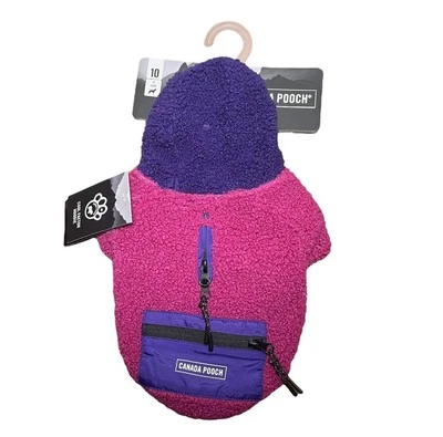 New Canada Pooch Cool Factor Hoodie 10 Inch Pink Purple Fleece