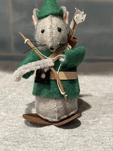 Vintage "Maus Haus" Bogenschütze Rotkehlchen Kapuze handgefertigte Maus Figur Ornament - Bild 1 von 8
