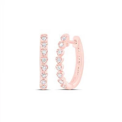 0.37ctw Diamond Hoop Heart Earrings 10k Rose Gold Womens - Image 1 of 2
