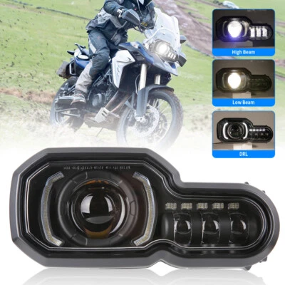 Faro LED negro con haz alto/bajo DRL para F650GS/F700GS/F800GS F800ADV F800R Foto 1 de 4