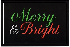 Merry & Bright Christmas Vintage Greeting Card Holiday Seasons New Year Wishes - Picture 1 of 4