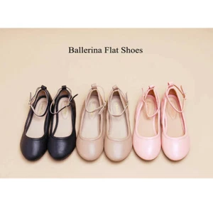 Kids Girls Ballet Strap Flat Shoes Shoes Size 3 - 13 for School Uniform Wedding - Picture 1 of 25