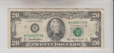 1993 (B) $20 Twenty Dollar Bill Federal Reserve Note New York Vintage Currency