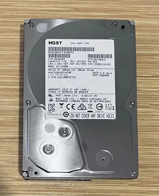 Hitachi 1TB SATA 7200rpm HUA722010CLA330 0A39289  JPT3EA H3U10003272S - Image 1 of 2