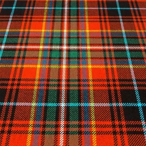 Heavy Weight Material 16oz Fabric MacInnes Red Ancient Tartan 1 Metre - Picture 1 of 2